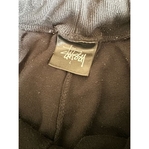 Stussy Black Embroidered Logo Cotton Drawstring Shorts - Picture 2 of 8